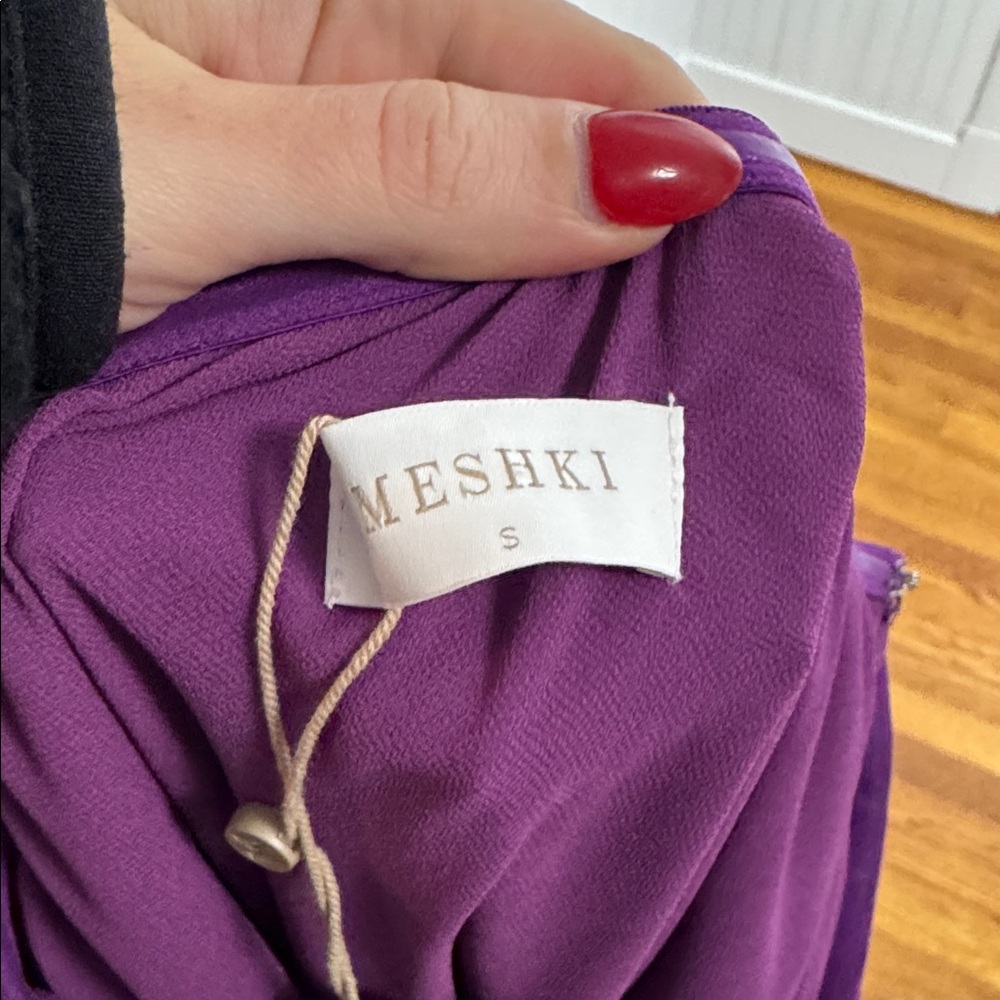 NWT Meshki Tyler Strapless Satin Midi Dress Purple Grape‎ Size Small - Picture 7 of 10